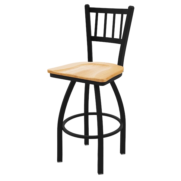 25" Swivel Counter Stool, Black Wrinkle, Nat Oak Seat